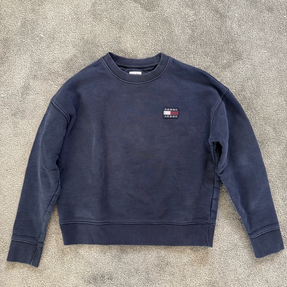 Tommy Jeans Men's Blue Crewneck Sweater - sun faded Nautical